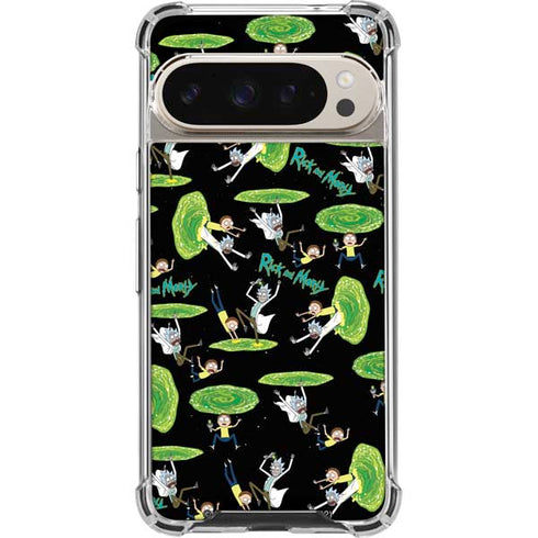 Adult Swim Rick and Morty Portal Pattern Pixel 9 Pro XL Clear Case